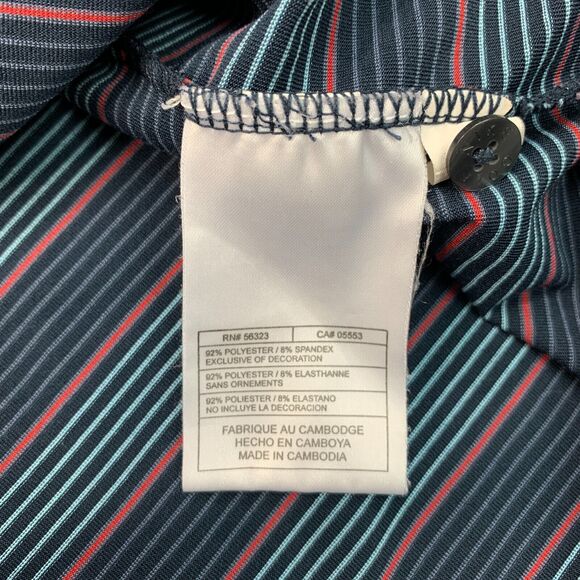 Nike Polo Shirt Mens L Blue Striped Dri Fit UV Performance Stretch Short Sleeve - Picture 6 of 11